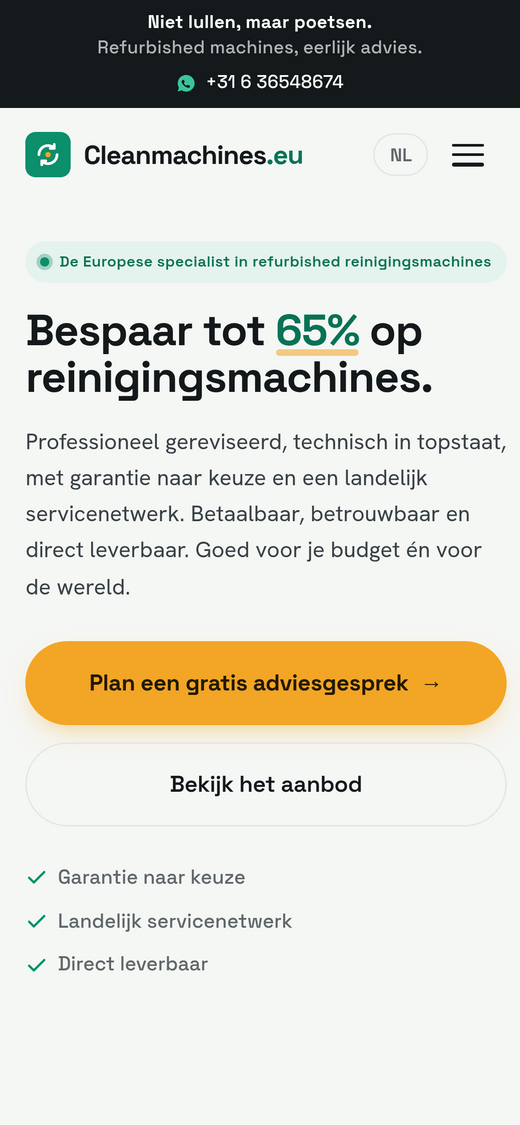 Cleanmachines.eu, mobile