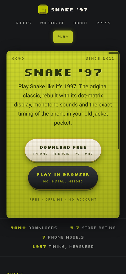Snake '97, mobile